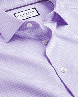 Semi-Cutaway Non-Iron Cotton Linen Shirt  - Lilac Purple