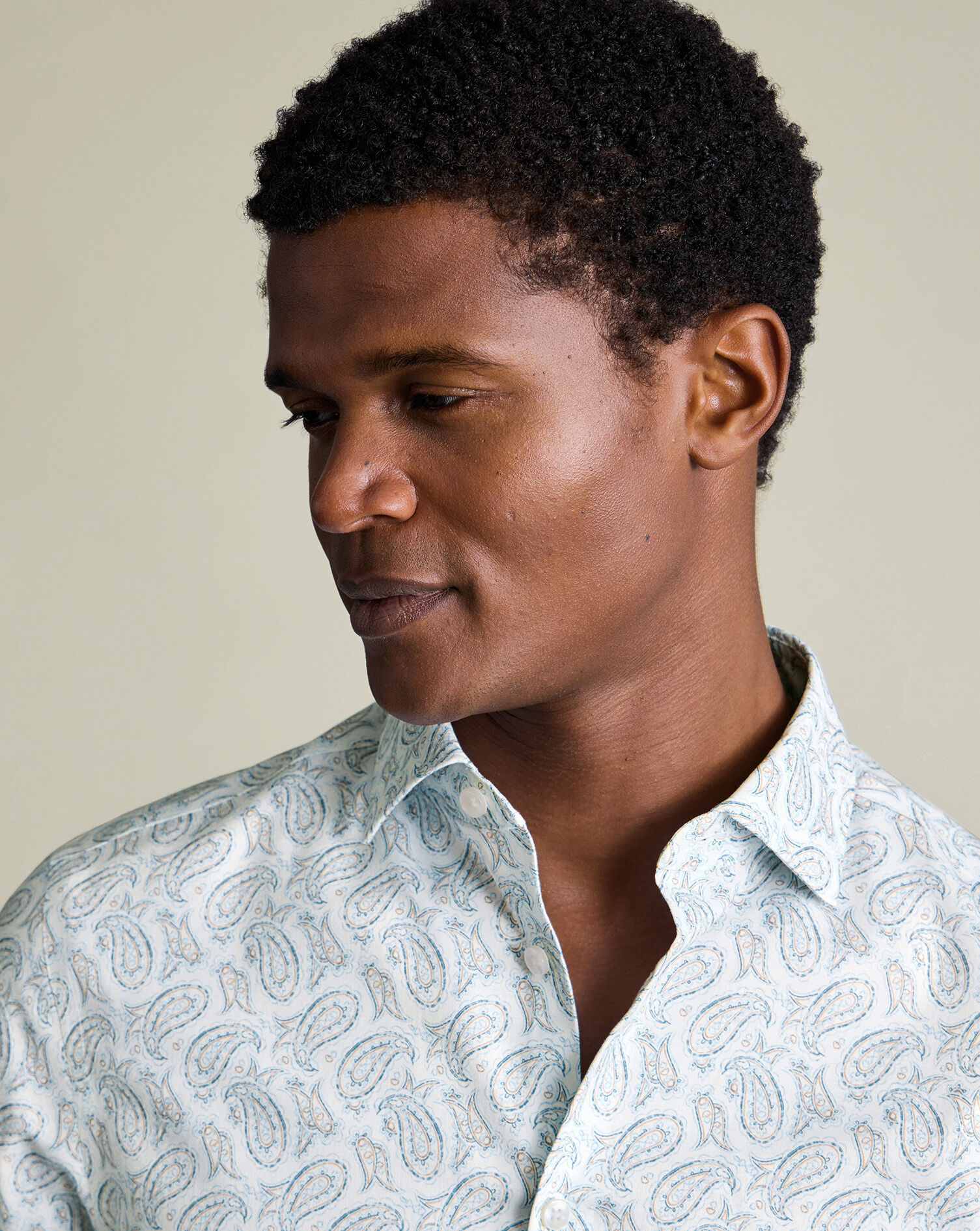 Non-Iron Stretch Paisley Print Shirt - White