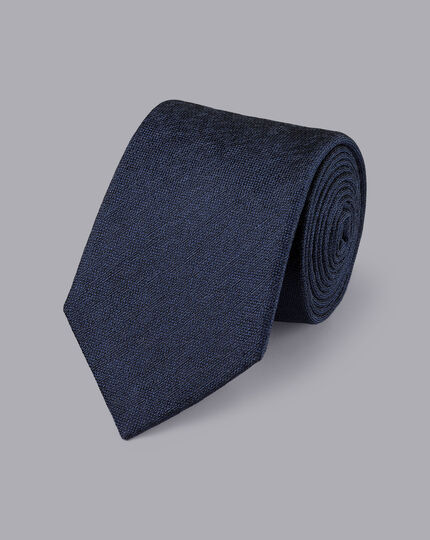 Silk Linen Tie - Petrol Blue