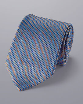 Stain Resistant Semi Plain Pattern Silk Tie - Ocean Blue