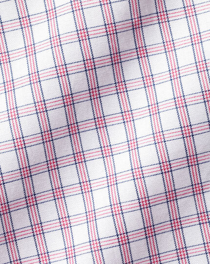 Semi-Cutaway Collar Egyptian Cotton Poplin Check Shirt - Pink