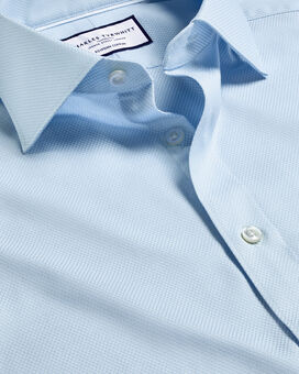 Semi-Spread Collar Egyptian Cotton Hudson Weave Shirt - Light Blue