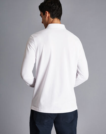 England Rugby Long Sleeve Pique Polo - White