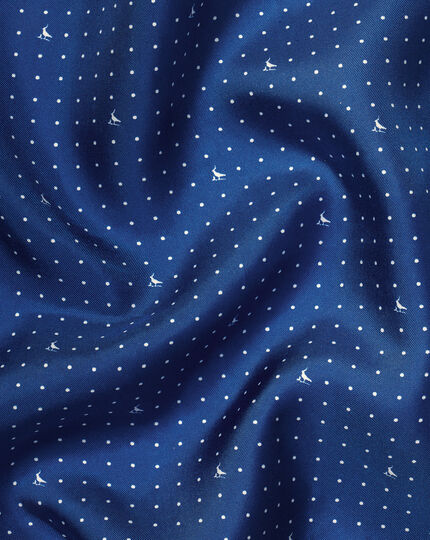 Spot Print Silk Pocket Square - Cobalt Blue & White