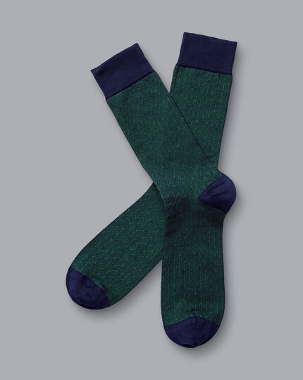 Socken mit Winkelmuster - Dunkelgrün & Marineblau