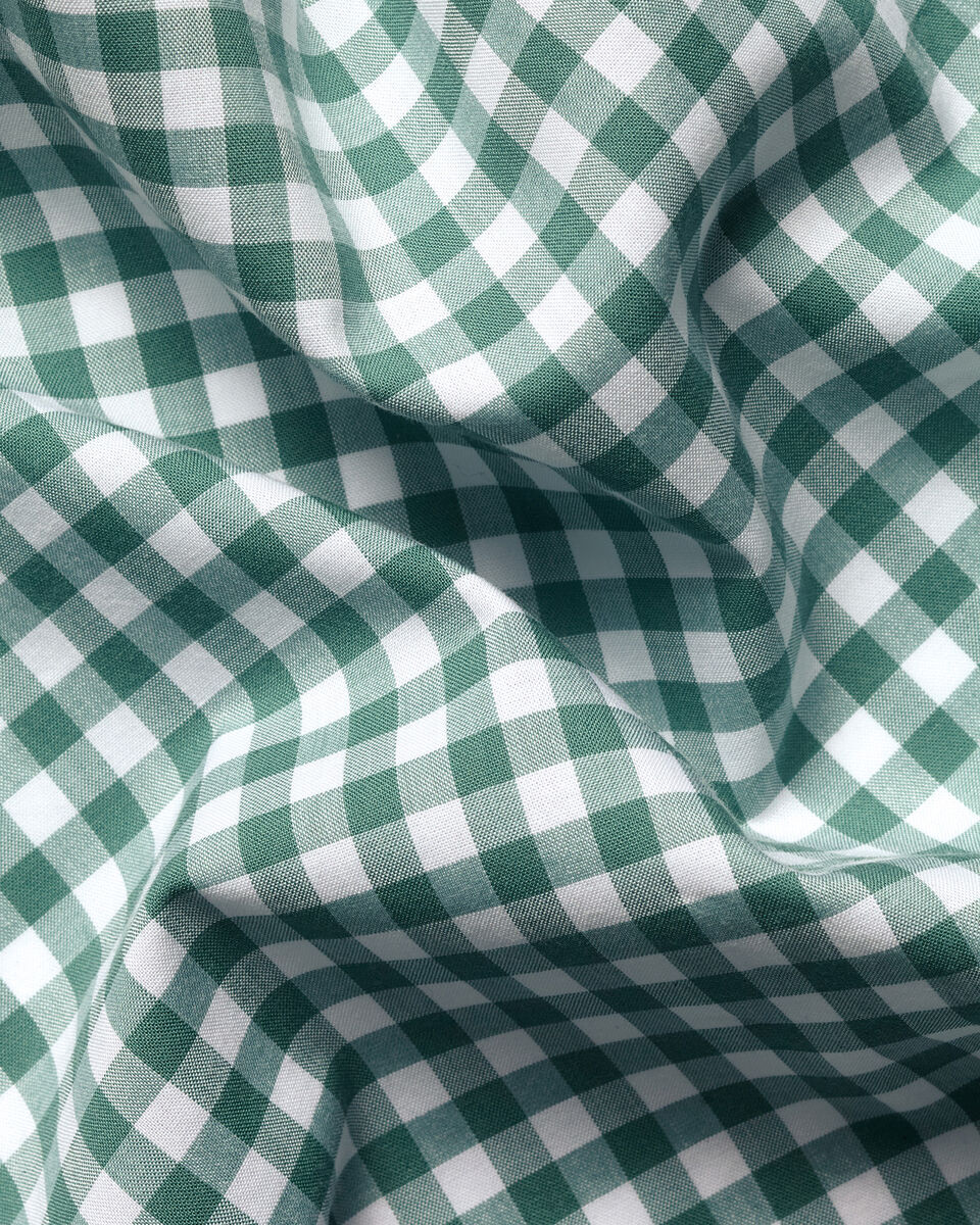 Vorgewaschenes Popeline-Hemd mit Stretch und Gingham-Karos&nbsp;- Gr&uuml;n