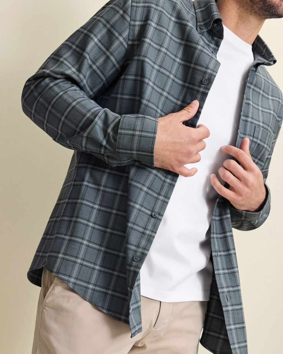 Non-Iron Twill Check Shirt - Graphite Grey