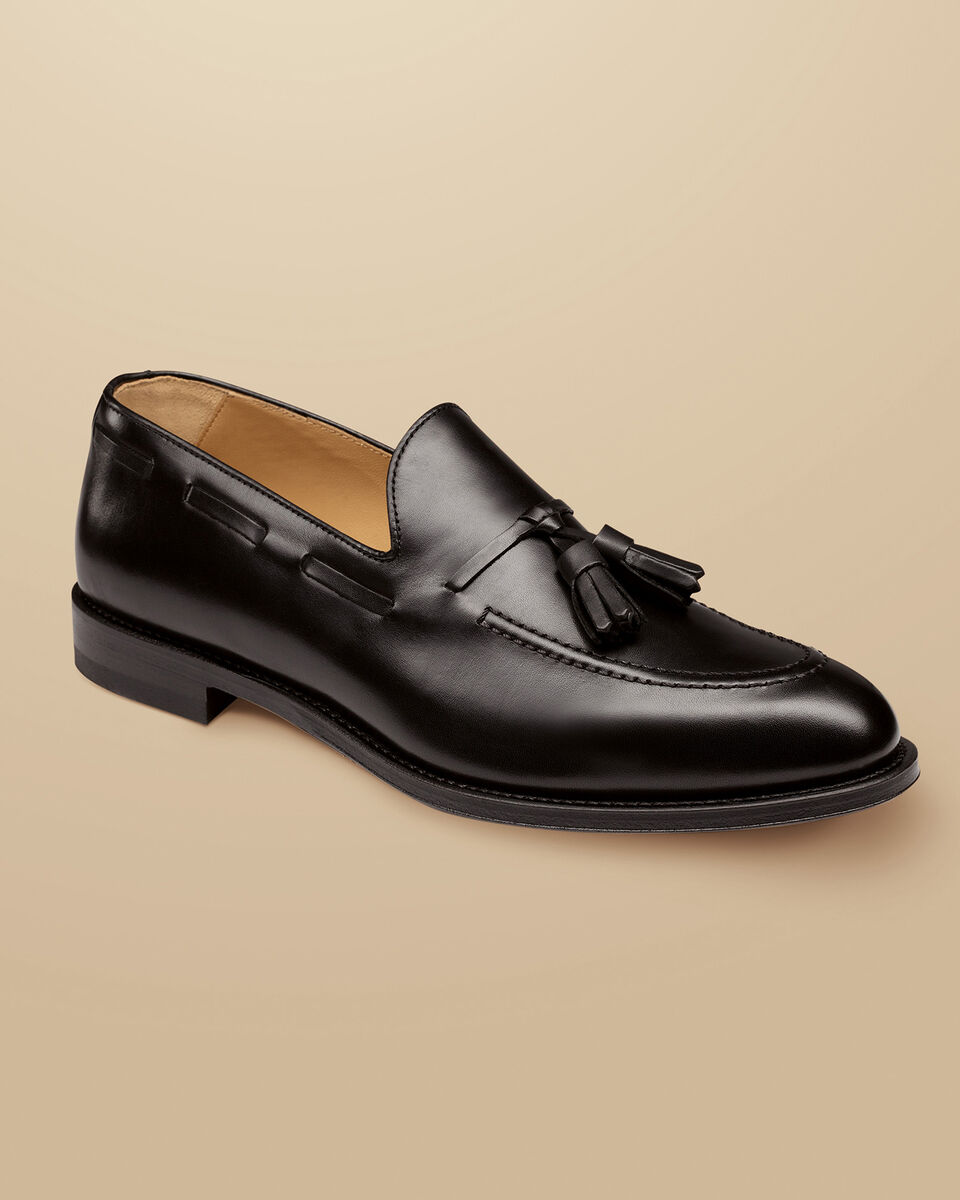 Leather Tassel Loafers Black Charles Tyrwhitt