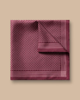 Spot Print Silk Pocket Square - Dark Red