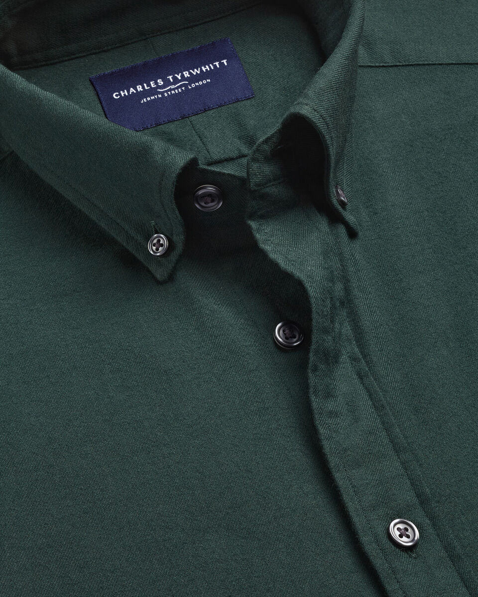Chemise en flanelle bross&eacute;e - Vert for&ecirc;t