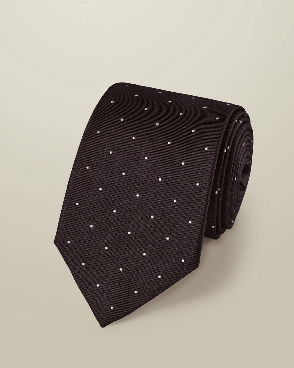 Silk Spot Tie - Chocolate Brown