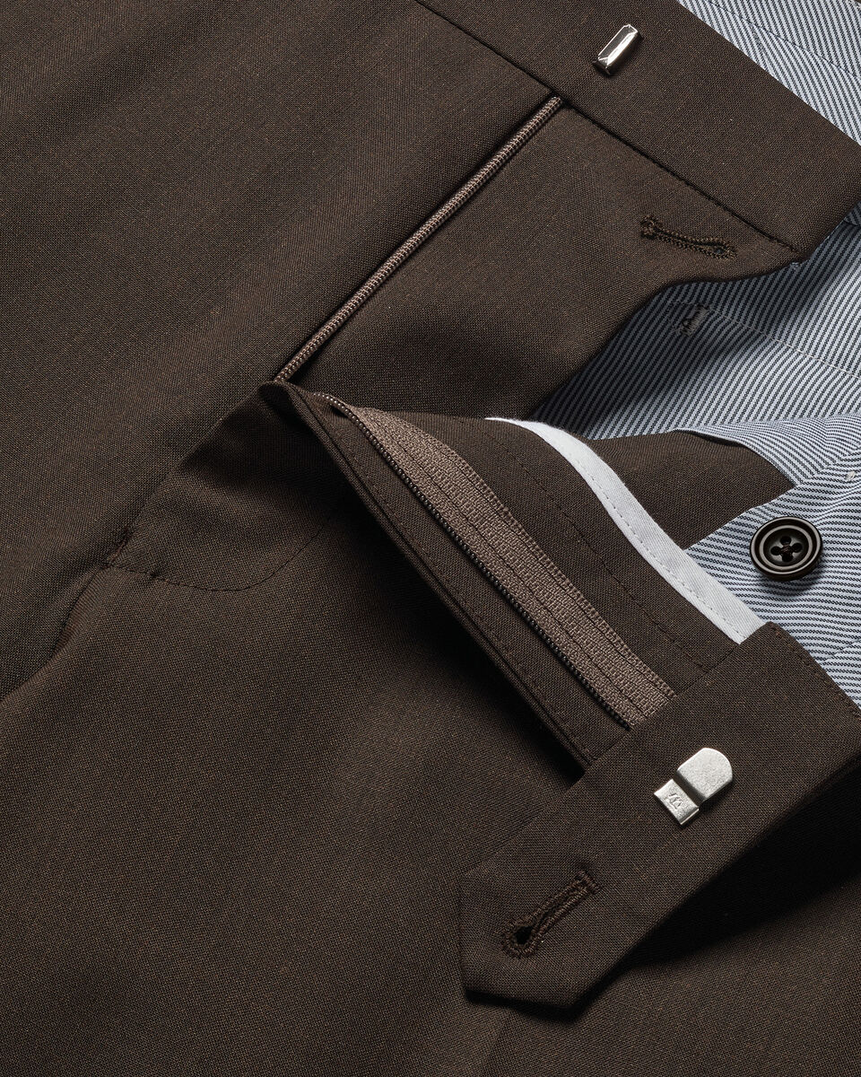 Wool Stretch Trousers - Chocolate