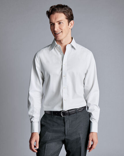 Non-Iron Royal Oxford Stripe Shirt - Silver Grey | Charles Tyrwhitt