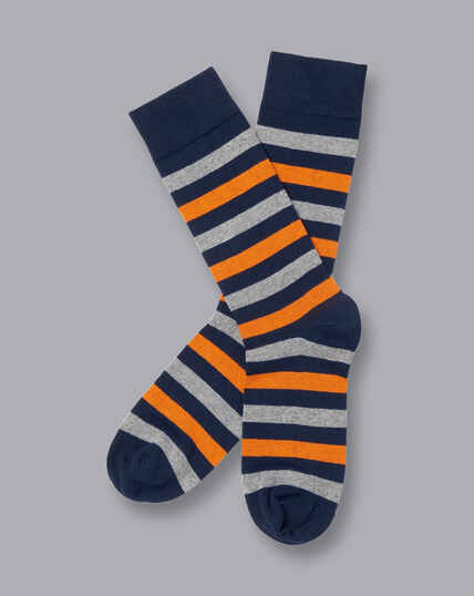 Melange Stripe Socks - Orange