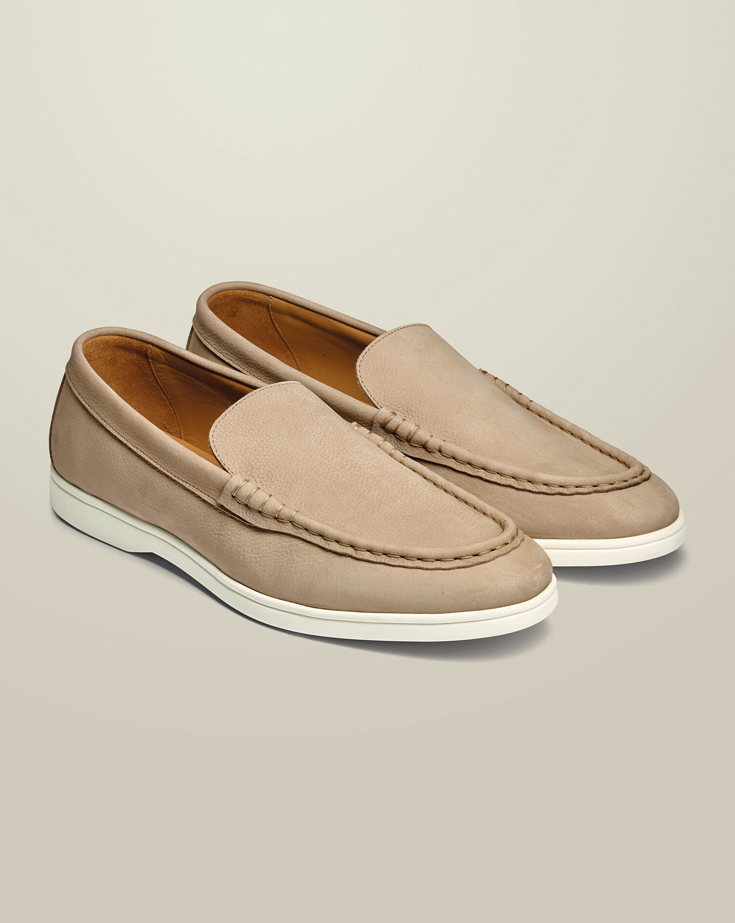 Nubuck Slip-On Loafers – Chalk
