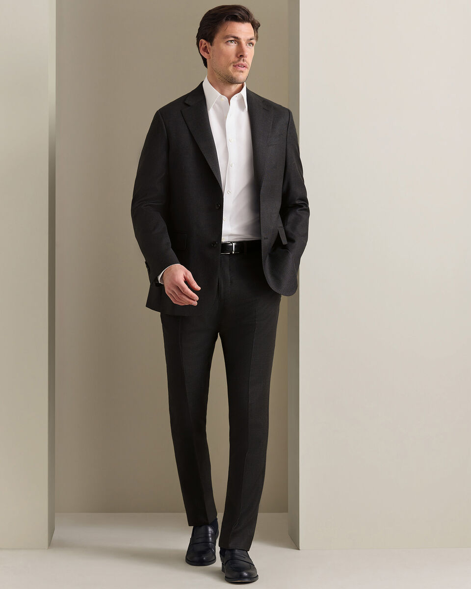 Italian Luxury Birdseye Suit Trousers - Charcoal