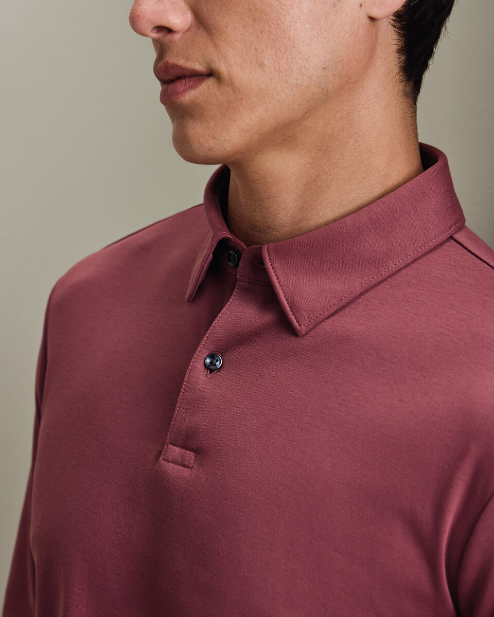 Long Sleeve Smart Cotton Polo - Dark Pink