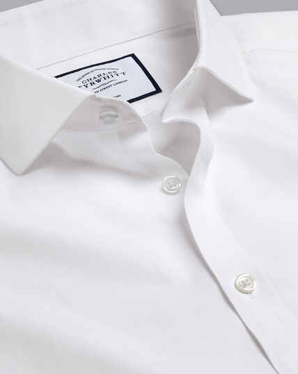 Spread Collar Non-Iron Tyrwhitt Cool Poplin Shirt - White