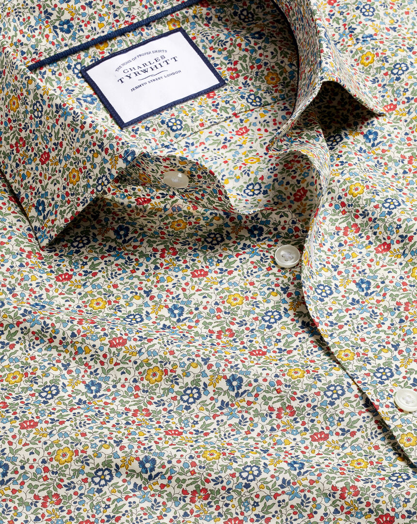 Made with Liberty Fabric Floral Print SemiCutaway Collar Shirt Multi Charles Tyrwhitt