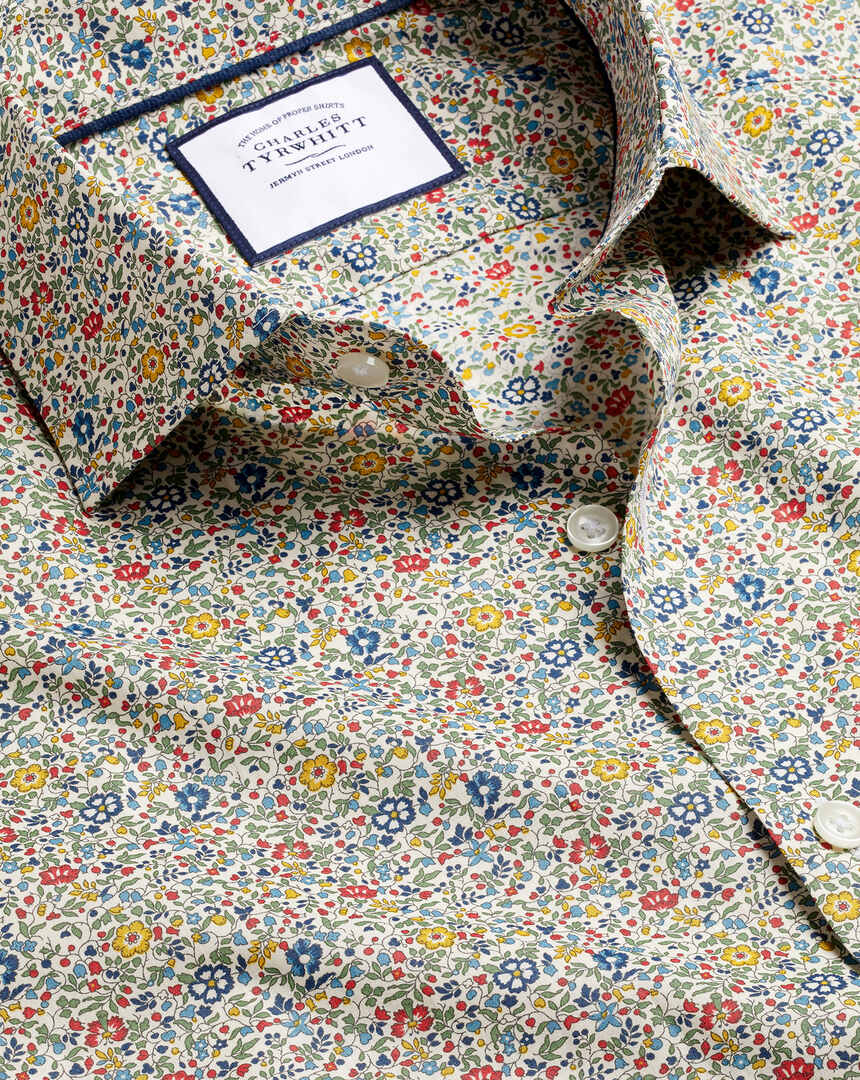 Made with Liberty Fabric Floral Print Semi-Spread Collar Shirt - Multi