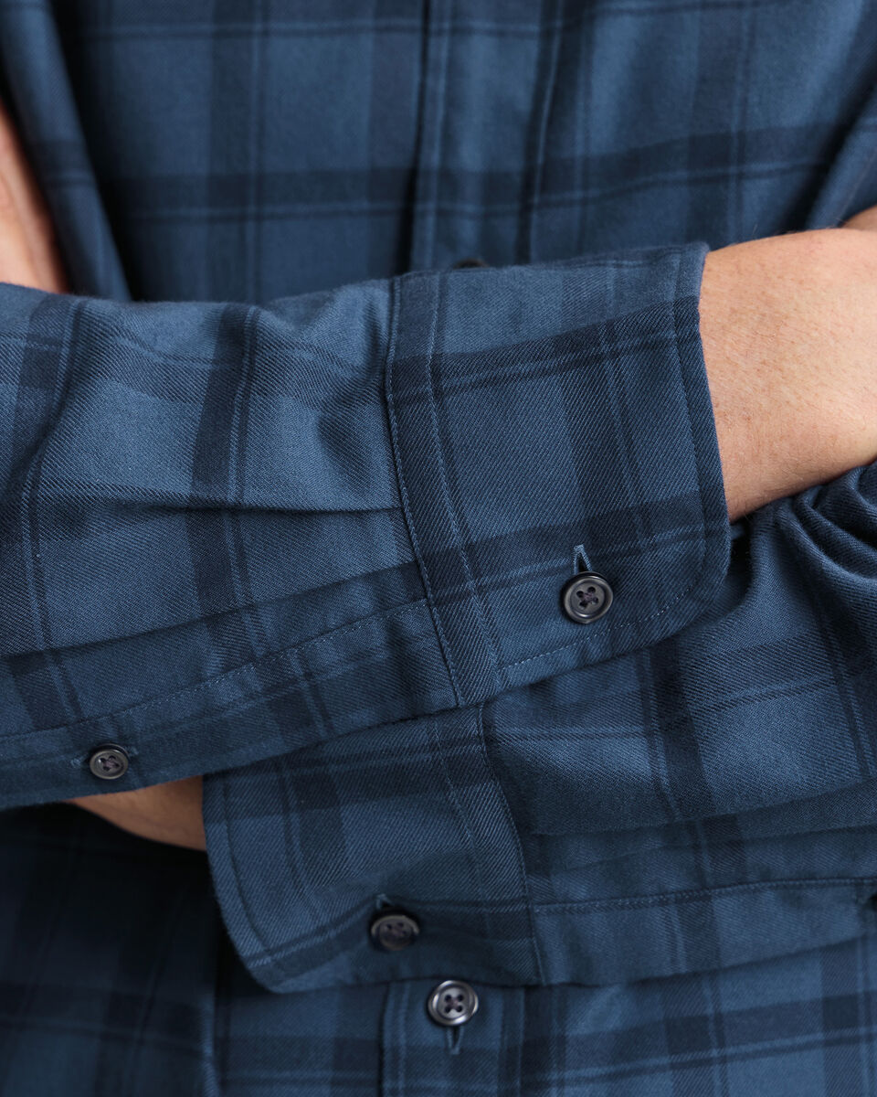 Brushed Flannel Check Shirt - Petrol Blue