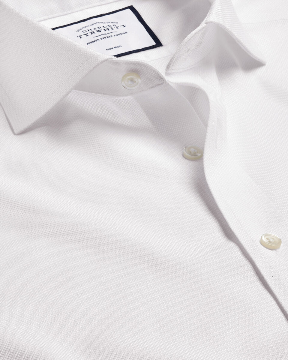 Spread Collar Non-Iron Royal Oxford Shirt - White | Charles Tyrwhitt