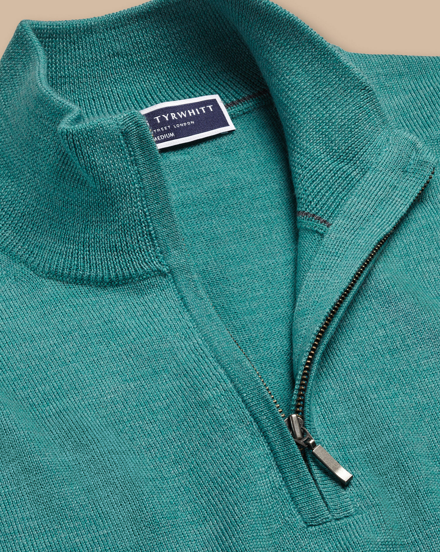 Merino Quarter Zip Sweater - Aqua Green | Charles Tyrwhitt US