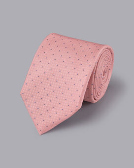 Stain Resistant Polka Dot Silk Tie - Light Coral Pink