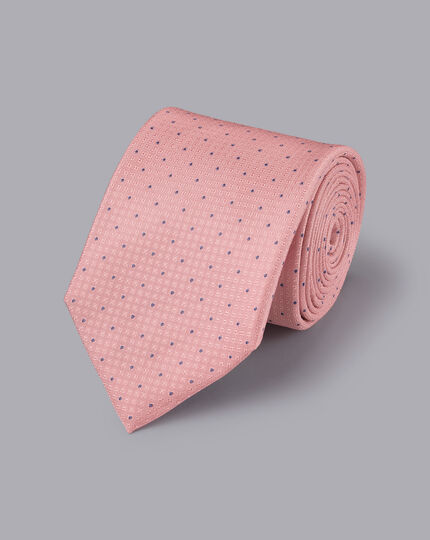 Stain Resistant Polka Dot Silk Tie - Light Coral Pink