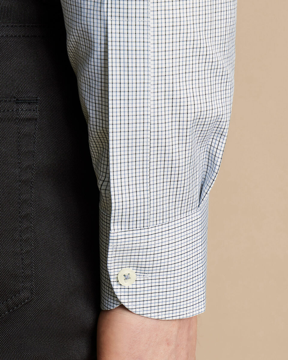 Chemise Oxford à petits carreaux et col boutonné sans repassage - Noir