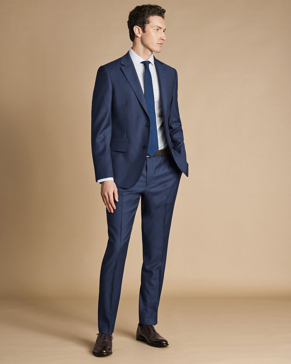 Natural Stretch Twill Suit Pants - Indigo Blue