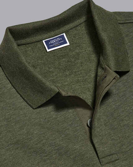 Langärmeliges Polo-Gestrickter Kragen Sweatshirt - Olivgrün