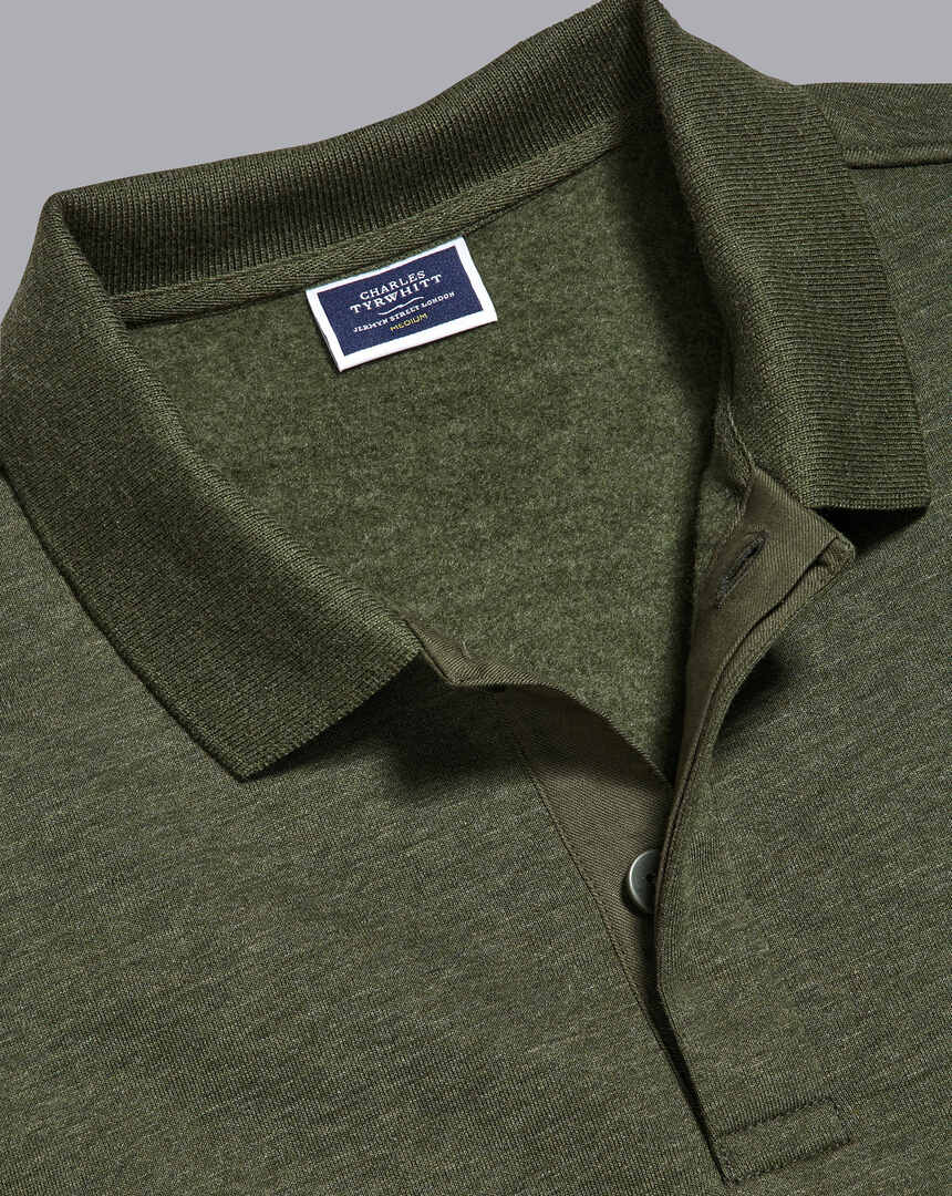 Long Sleeve Polo Sweatshirt - Olive