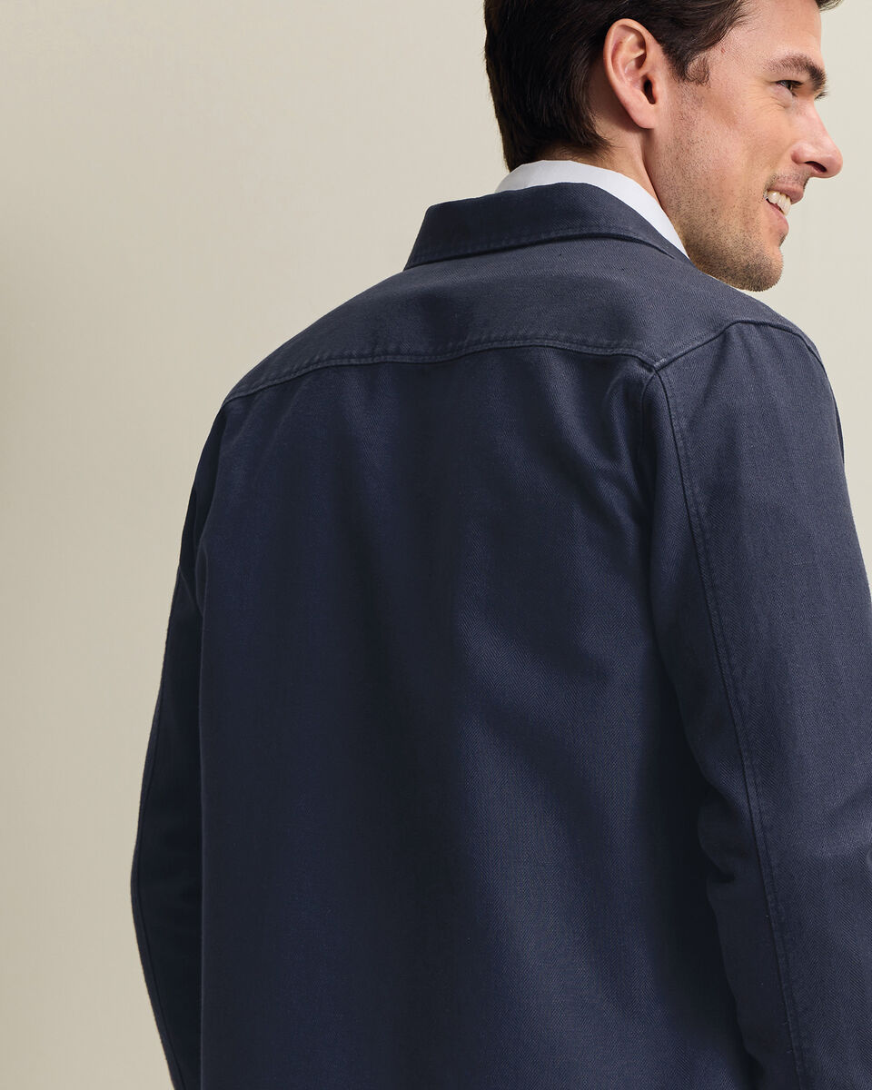Herringbone Overshirt - Navy Blue