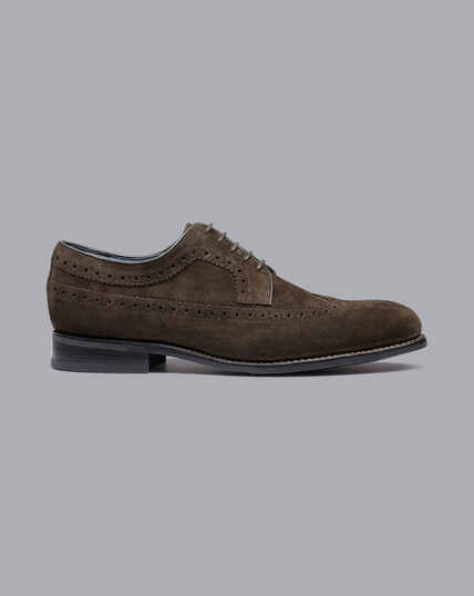 Goodyear Welted Derby Brogue Performance Shoes - Dark Chocolate