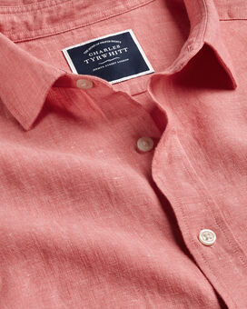 Pure Linen Shirt - Salmon Pink
