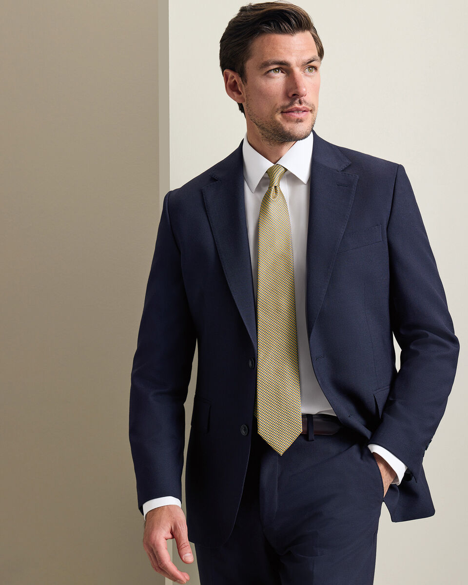 Silk Patterned Tie - Lemon & Blue