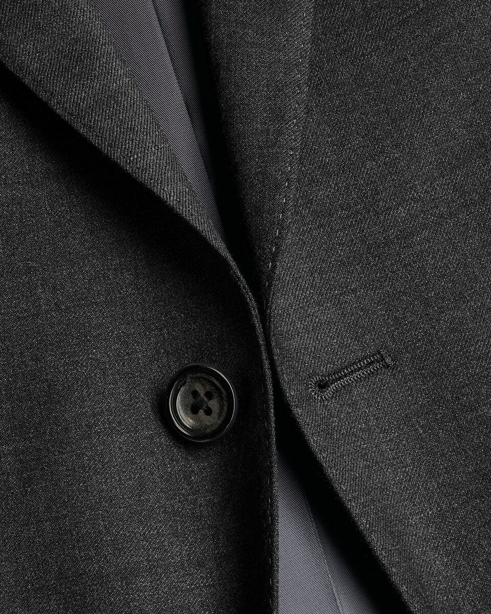Veste De Costume En Serg&eacute; Naturellement Extensible - Gris Anthracite