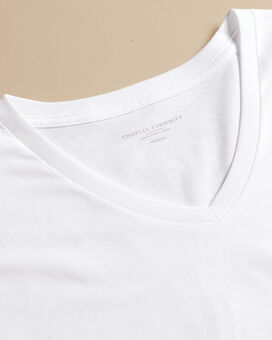 2er-Pack T-Shirts aus Baumwolle mit V-Ausschnitt - Weiß