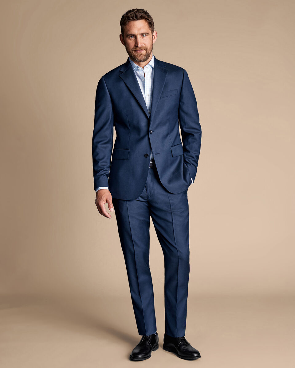 Natural Stretch Twill Suit Jacket - Royal Blue | Charles Tyrwhitt