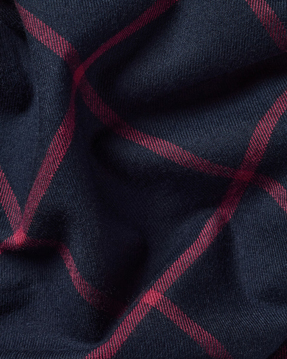 Brushed Flannel Windowpane Check Shirt - Red