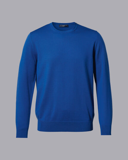 Merino Crew Neck Sweater - Ocean Blue