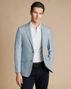 Linen Cotton Jacket - Mid Blue
