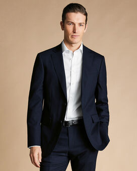Micro Grid Check Suit Jacket - Navy