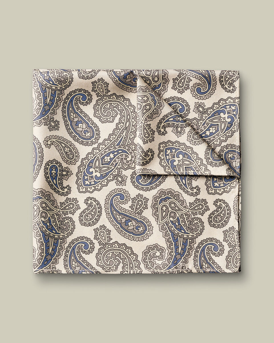 Silk Paisley Pocket Square - Ivory