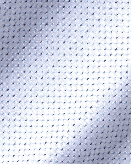 Bügelfreies Hemd aus strukturiertem Stretchgewebe mit Punkten - Weiß