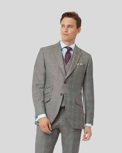 Prince of Wales Check British Luxury Suit Jacket - Grey