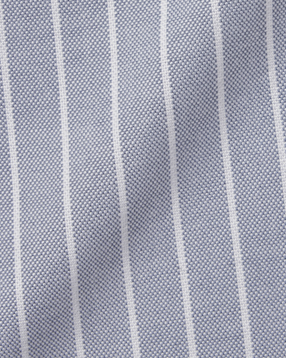 Button-Down Collar Washed Oxford Butchers Stripe Shirt - Steel Blue ...