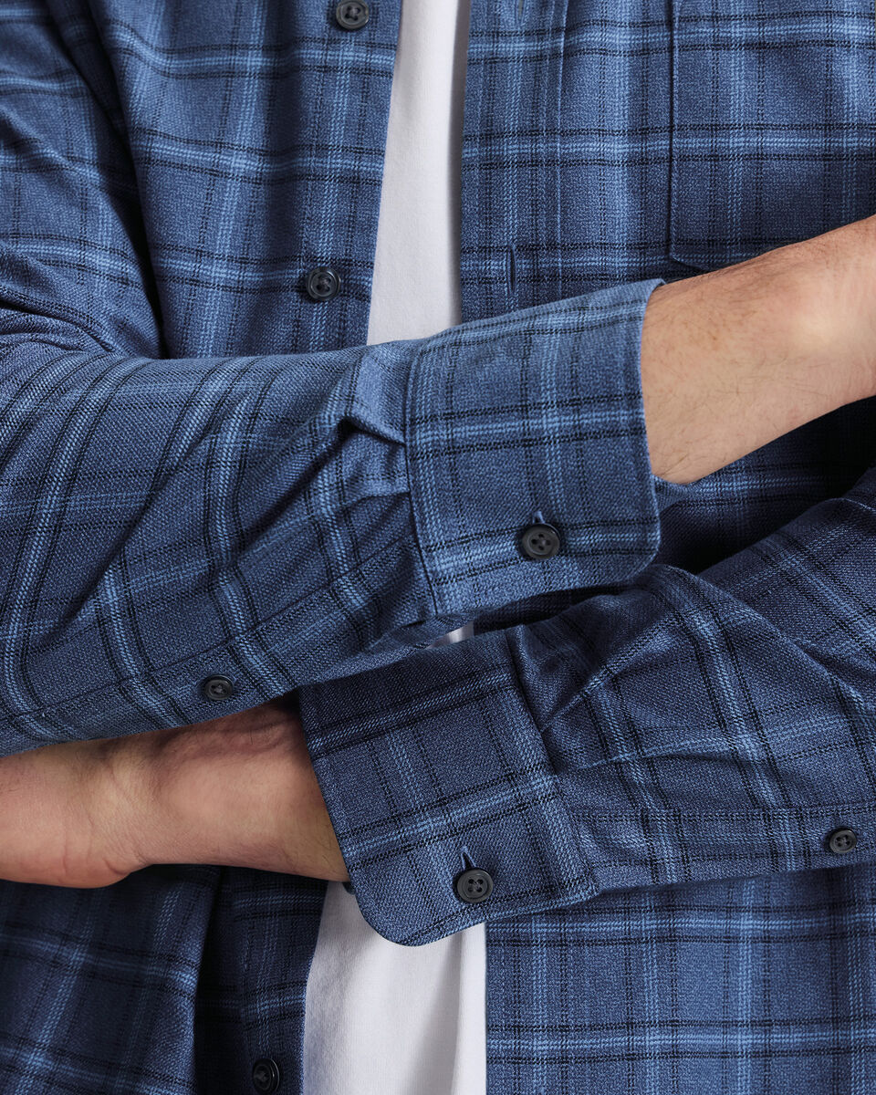 Non-Iron Twill Check Shirt - Indigo Blue
