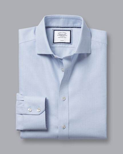 Spread collar Non-Iron Richmond Weave Shirt - Sky Blue
